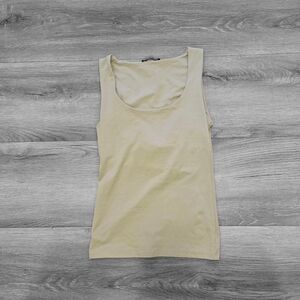 Zara Tan Fitted Tank Top Classic Scoop Neck